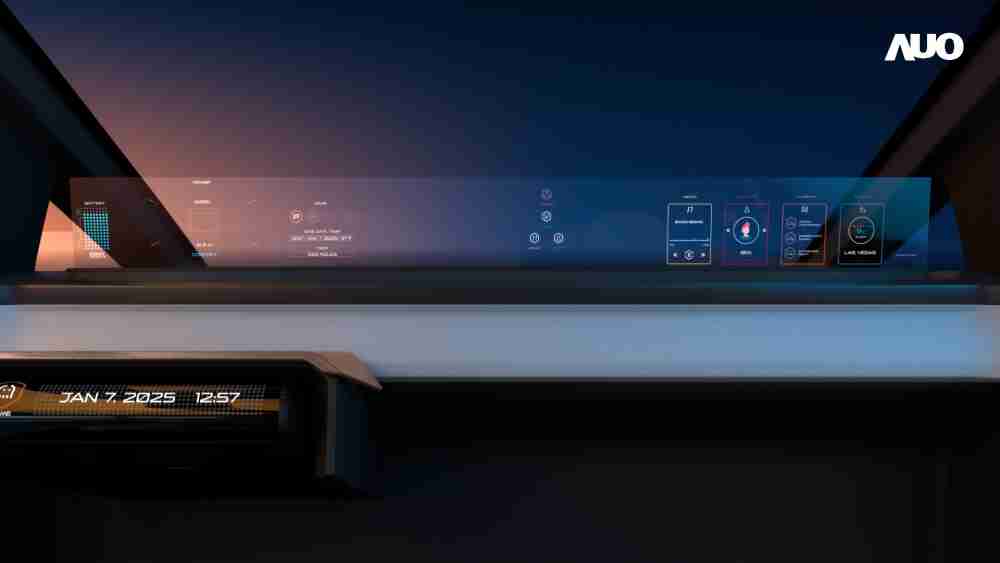 传奇国际无界透明显示接口(Horizon Image Glass)透过车运算方案整合仪表板、、、中控台及副驾显示器，，，一体式全景呈现，，，，提供乘用者清晰的前方视野、、、行车必要信息与娱乐功能